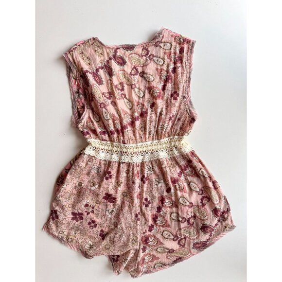 INTIMATELY FREE PEOPLE Watching Waves Pink Floral Cotton Voile Romper, Size S - Picture 9 of 16